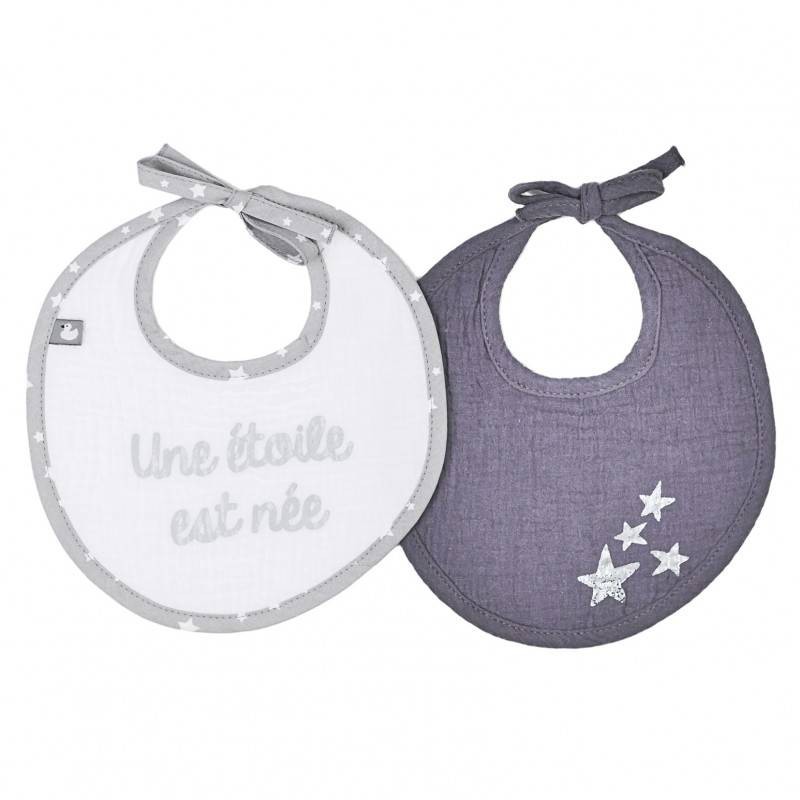 Lot De 2 Bavoirs Maternelle - Motif Soleil étoile Et 'Je M'appelle'
