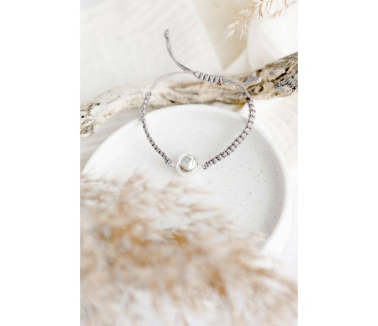Bracelet Bola Taupe Argent