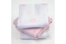 Coffret de 3 langes Coton bio imprimé Rose 70 x 70 cm 	
