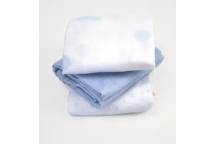 Coffret de 3 langes Coton bio imprimé Bleu 70 x 70 cm
