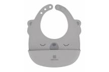 Bavoir Ours Silicone Gris