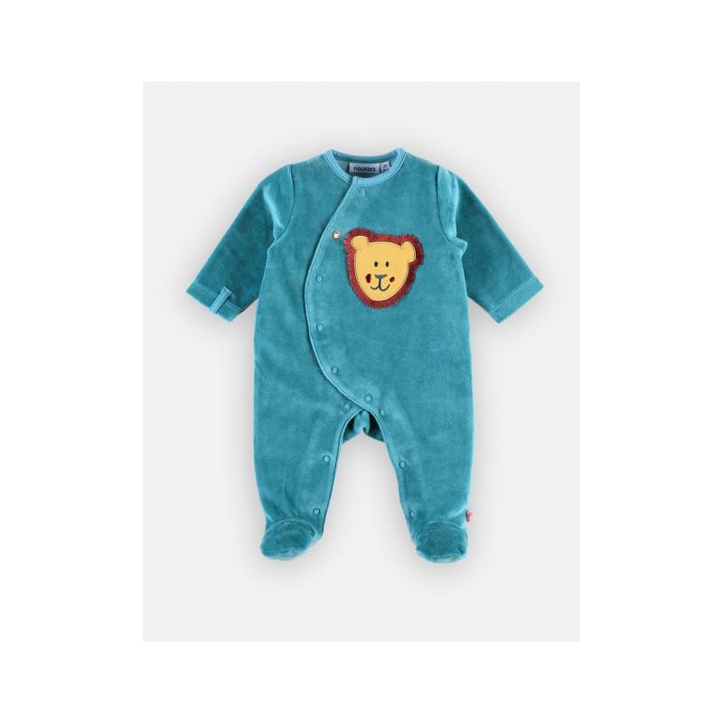 Pyjama velours orange marron Lion bébé garçon 1 MOIS