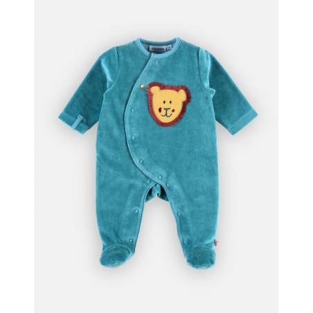 Pyjama velours orange marron Lion bébé garçon 1 MOIS