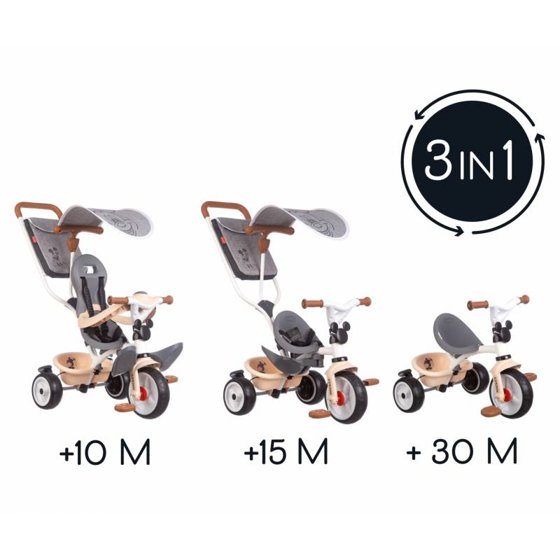 Tricycle Premier Pas Mickey Mouse - Pour Enfants Dès 1 An - Stable Avec 3 Roues Et Paniers