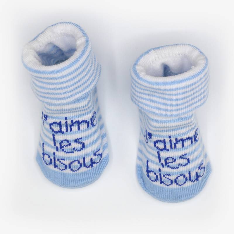 Chaussettes - J'aime les Bisous Bleu 0-6 mois