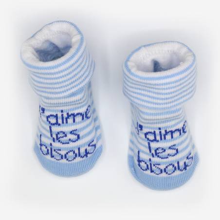 Chaussette Anti-dérapant Bleu 6-12 mois - Le coin des petits