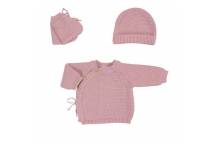 Kit Brassière + Chaussons + Bonnet Rose 0/1 mois