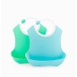 Lot De 2 Bavoirs Réceptacle Bleu et Vert 4M+