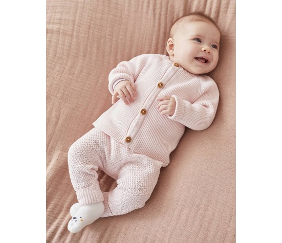 Cardigan en Tricot, Rose Clair 3 mois