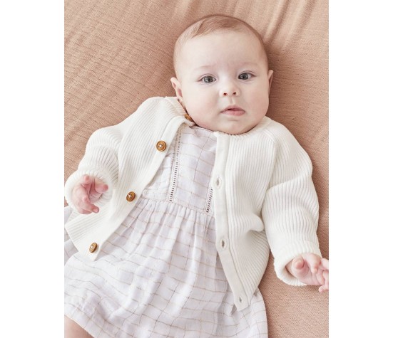 Cardigan en Tricot, Blanc 3 mois