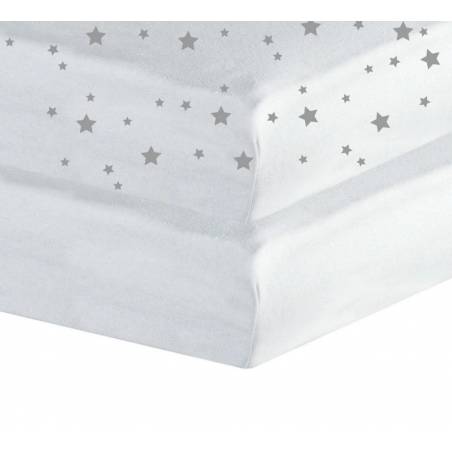 Lot de 2 Drap Housses Etoile/Blanc 50x83 cm