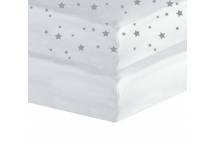 Lot de 2 Drap Housses Etoile/Blanc 50x83 cm