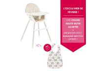 Chaise Haute Nutri Beige + Bavoir Savanne Rose