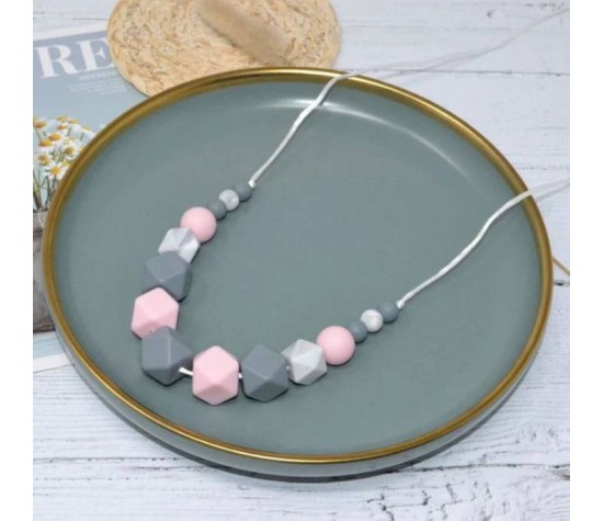 Collier d'allaitement ou de portage en silicone - Rose