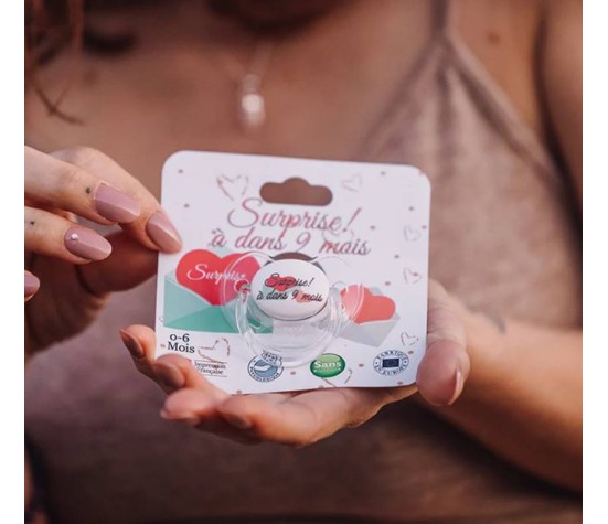 Sucette " Surprise ! à dans 9 mois "