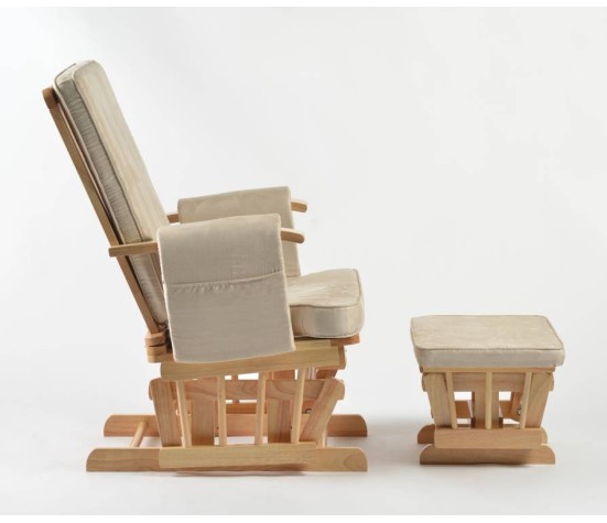 Fauteuil d'allaitement et repose pieds Bois/Beige