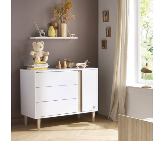 Commode bébé 3 tiroirs 1 porte Paloma
