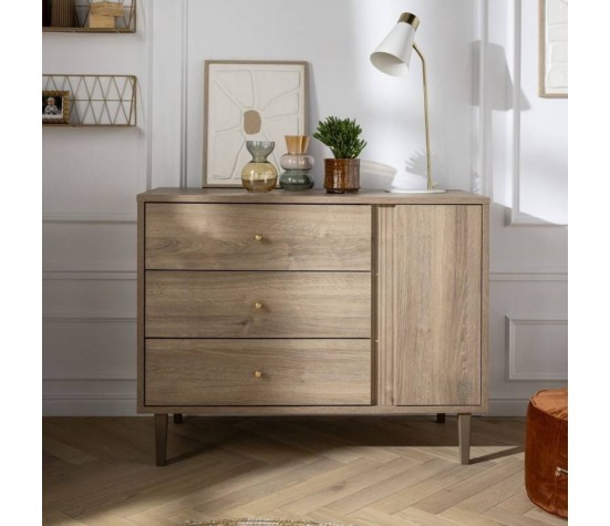 Commode 3 tiroirs 1 porte Mokka