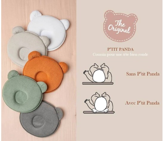 Coussin Cale Tête P'tit Panda Kaki