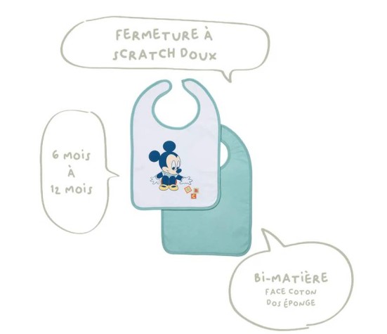 Lot de 2 Bavoirs - Mickey