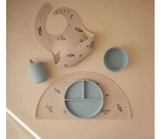 Assiette à Compartiment en Silicone Bleu