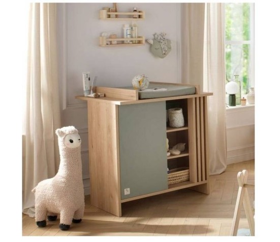 Commode 1 Porte 3 Niches Vert Sauge Tokyo