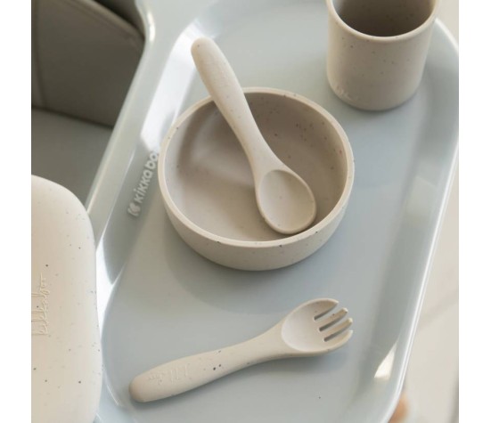 Ensemble Fourchette et Cuillère Silicone Sable