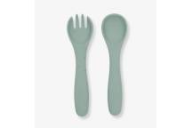 Ensemble Fourchette et Cuillère Silicone Vert Sauge