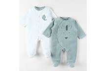 Lot De 2 Pyjamas Bébé Velours Crazy Safari 0M