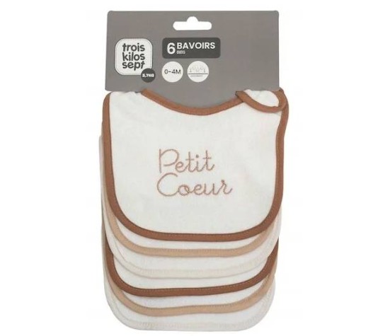 Lot De 6 Bavoirs Naissance Brode