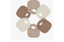 Bavoir Naissance X6 Nid D'abeille 18X21Cm Unis Beige Et Chocolat