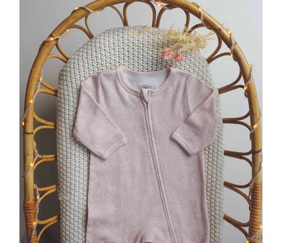 Pyjama Coton Zip Rose 1 mois