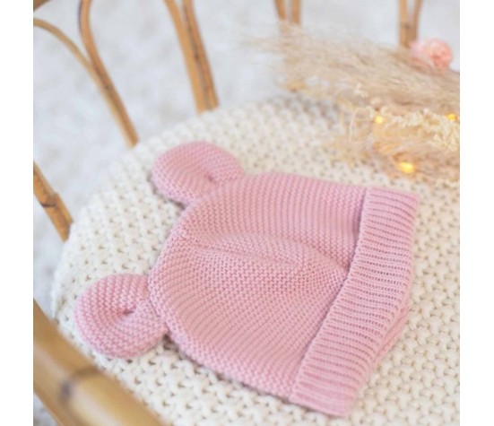 Bonnet Maille Rose 0-1 mois
