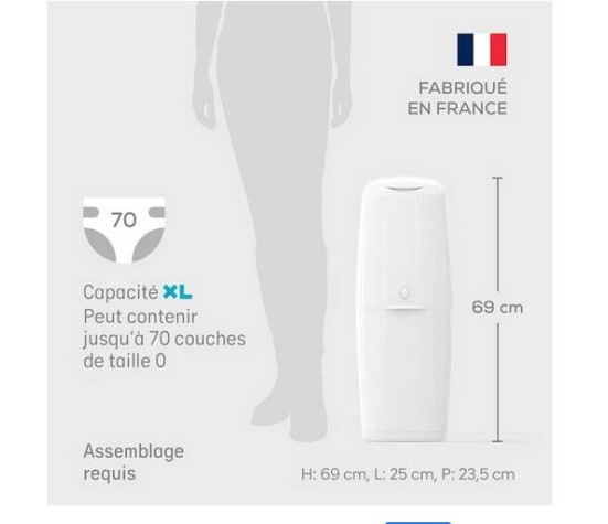 Poubelle A Couches Angelcare Classic Xl Avec Recharge Octo