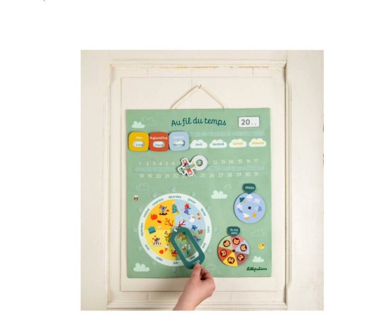 Calendrier Enfant En Tissu Au Fil Du Temps-Vert-Fr