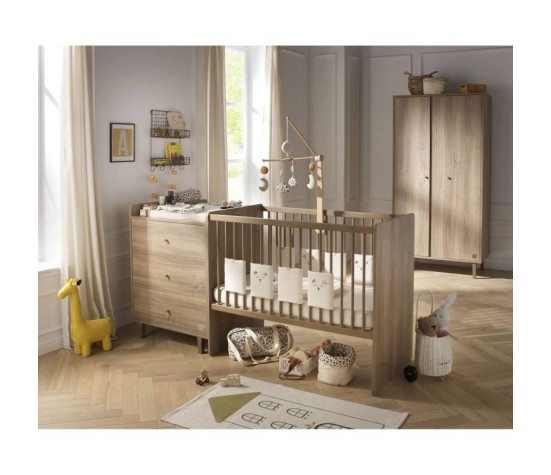 Lit combiné 120x60 évolutif en 90x190 Mokka
