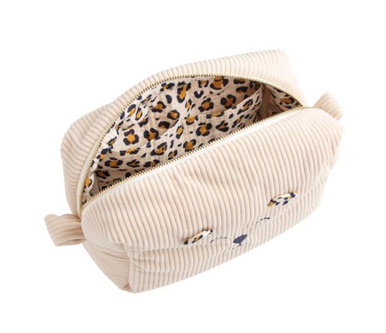 Trousse de toilette en velours côtelé Léopard