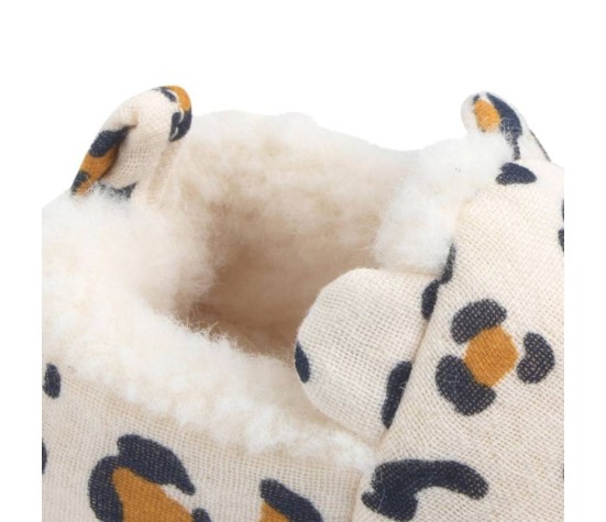 Chaussons bébé fourrés imprimé léopard