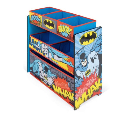 Organisateur en bois 6 paniers de rangement Batman
