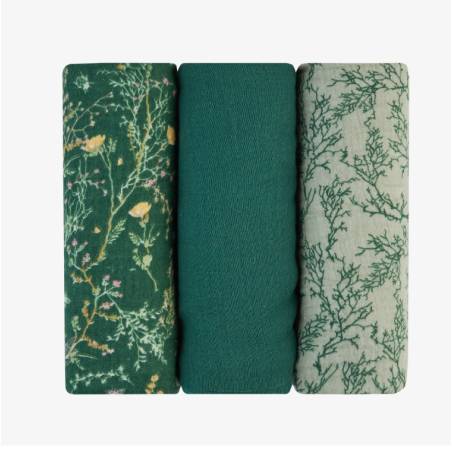 Lot de 3 Langes Vert Secret...