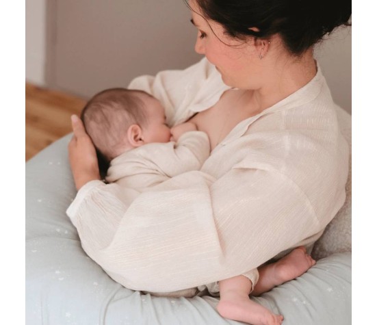 Coussin d'allaitement Jersey Coton Vert eau/ étoiles