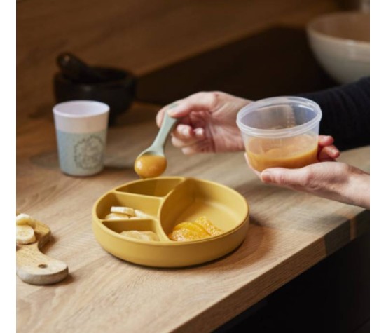 Assiette Ventouse Silicone Jaune Miel