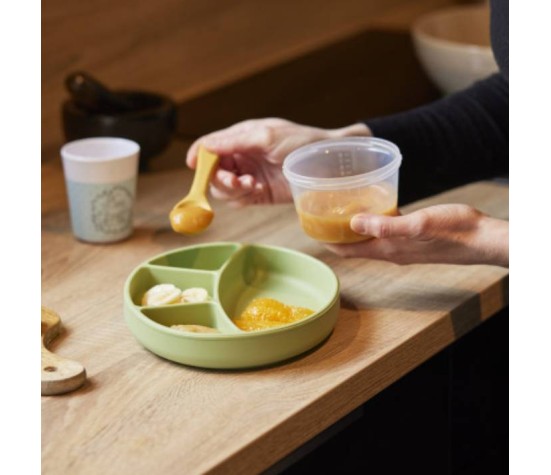Assiette Ventouse Silicone Vert Cactus