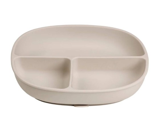 Assiette + Couvercle en silicone Beige