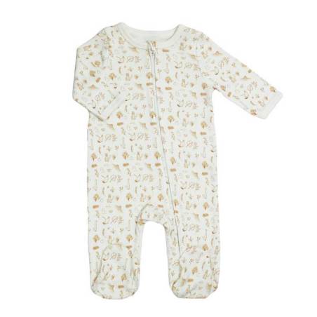 Pyjama Coton Zip Aop Ecru-0M