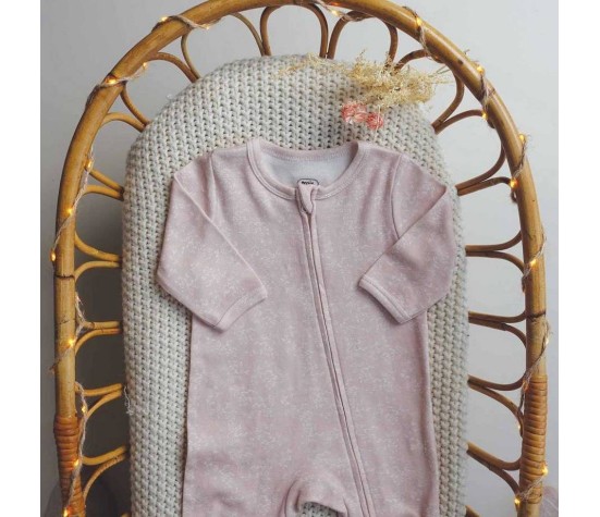 Pyjama Coton Zip Rose 0M