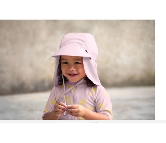 Casquette Protege Nuque Anti-Uv Rose Pale 3-6M