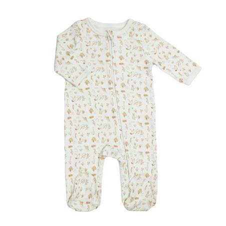 Pyjama Coton Zip Aop Ecru 3M