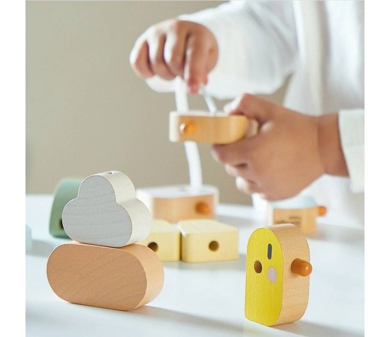 Jouet Perles En Bois A Enfiler -Swc