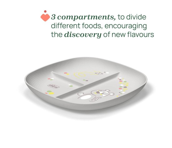 Assiette à portions 12m+ Gris